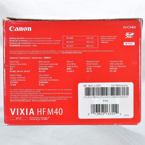 Canon VIXIA HF M40 16GB Flash Memory Camcorder HD Video 10x Optical Zoom 64GB SD - Picture 12 of 12